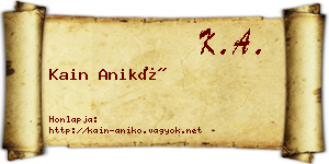 Kain Anikó névjegykártya