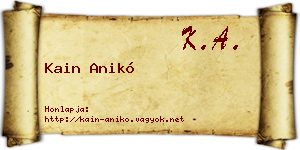 Kain Anikó névjegykártya
